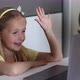 Caucasian Little Girl School Pupil Studying Online From Home Watching Web Class Lesson or Listening - VideoHive Item for Sale