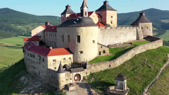 Aerial view of Krasna Horka castle in Slovakia alt