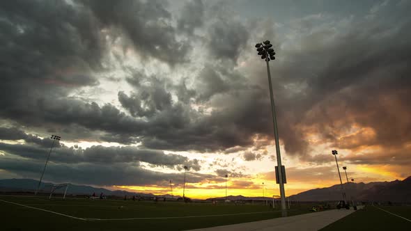 Time Lapse at Sunset from Soccer Field. alt