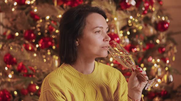 Female Relish Champagne at Home Winter Holiday alt