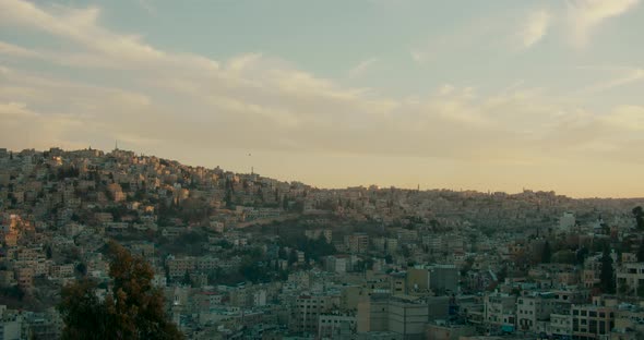 Establishing Shot of Arabian Cityscape in Amman Capital of Kingdom of Jordan