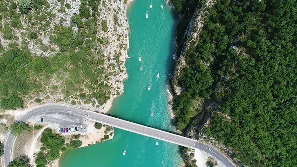 The Verdon Gorges in the Verdon Regional Natural Park in France from the sky alt