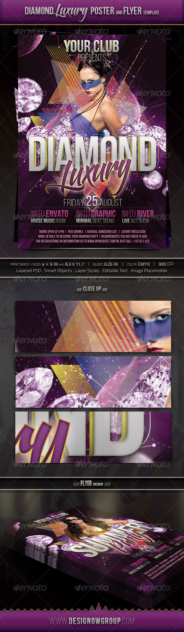 Diamond Luxury Flyer And Poster Template - Clubs & Parties Events