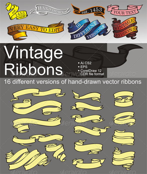 16 Vintage Ribbons - Decorative Vectors