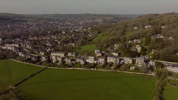 Bathwick Meadow Historic Bath City Suburbs Aerial View Spring Season