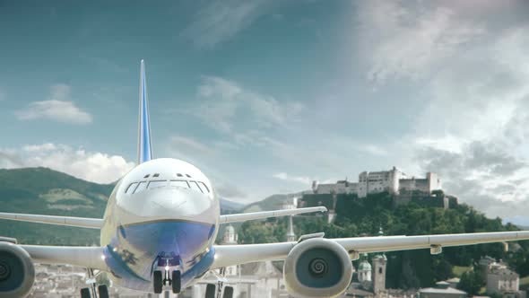Airplane Take Off Altstadt Salzburg Austria alt