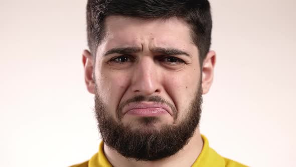 Bearded Man Disapproving with No Head Sign Nods Head Disapprovingly alt