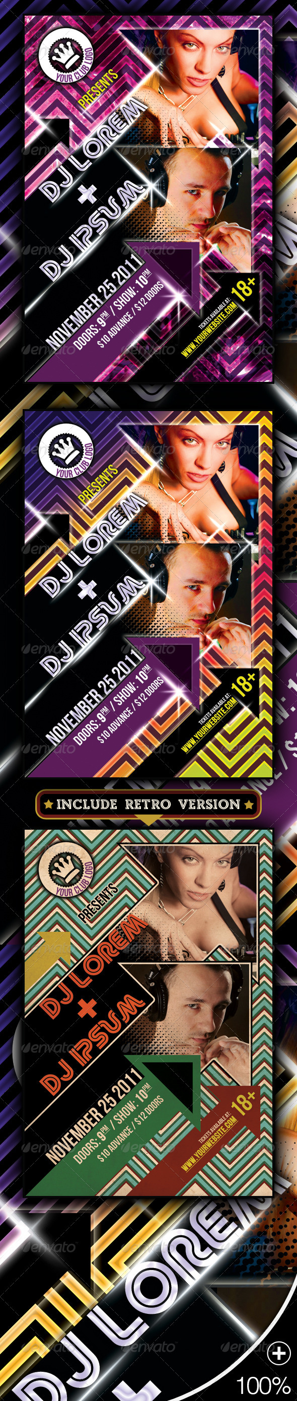 Arrow Party Flyer | Modern and Retro Version - Clubs & Parties Events
