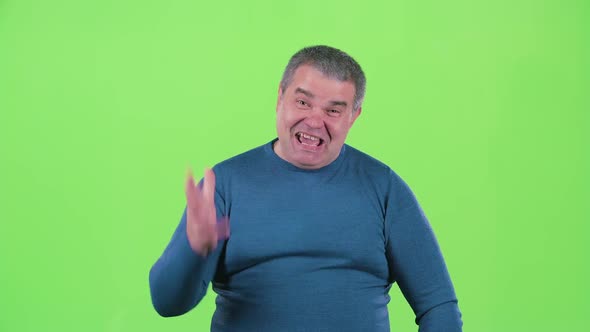 Man Screams at His Friends. Green Screen alt