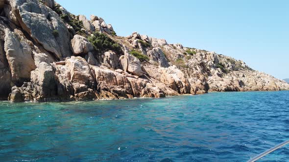 Beautiful view of the southern Sardinian sea from the boat.
