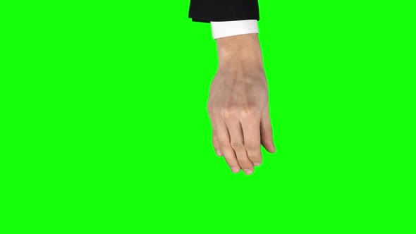 Male Hand in Black Jacket and Shirt Is Performing 5x Spread and Pinch at Tablet Screen Gesture alt