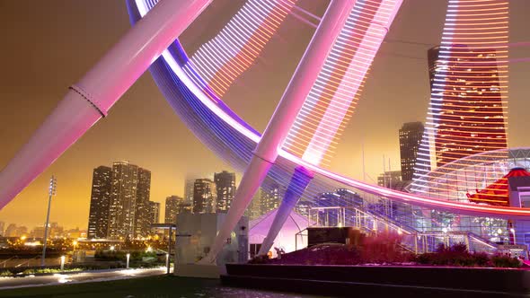 Chicago Skyline Big Wheel Night Timelapse