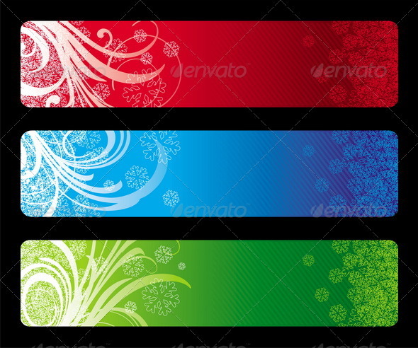 Vector Christmas Decorative Banners - Characters Vectors