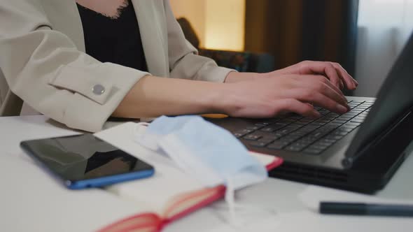 Female hands of business woman professional user worker using typing on laptop alt