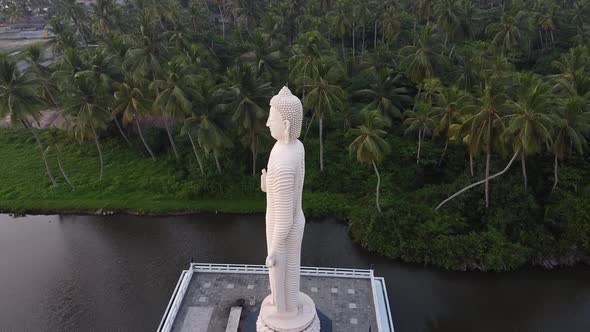 Aerial Footage of Buddha Statue - Tsunami Memorial in Peraliya