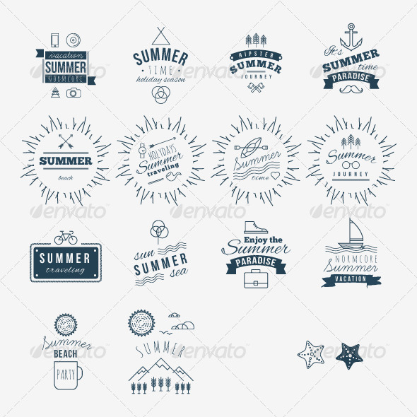 Retro Hand Drawn Elements for Summer - Miscellaneous Conceptual