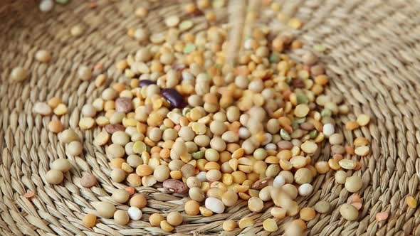 Mixture of legumes in nature bowl	