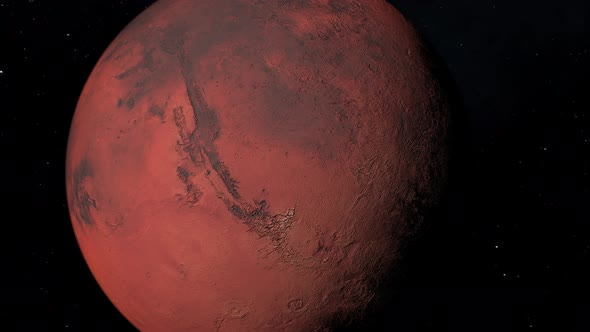 Red planet Mars slowly turning