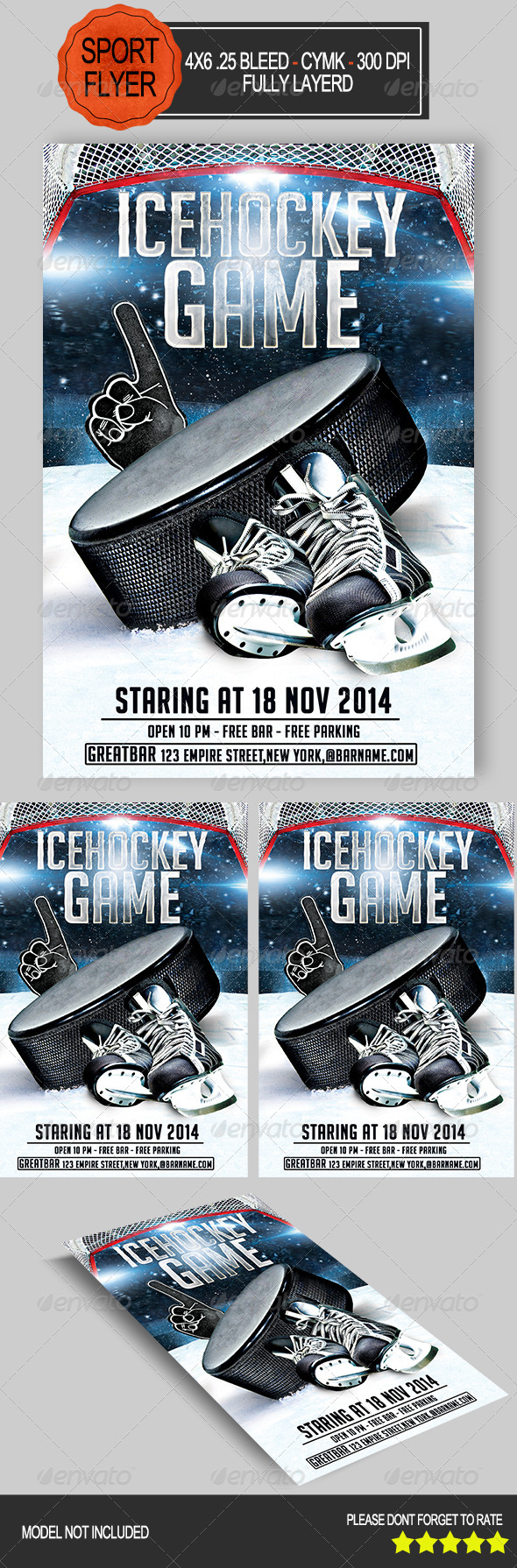 Ice Hockey Game Flyer - Print Templates