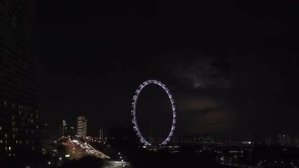 Ferris Wheel in Singapore and the Night Thunderstorm