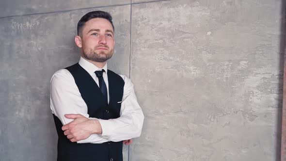 Smiling Bearded Man European Appearance Professional Businessman Looking Camera alt