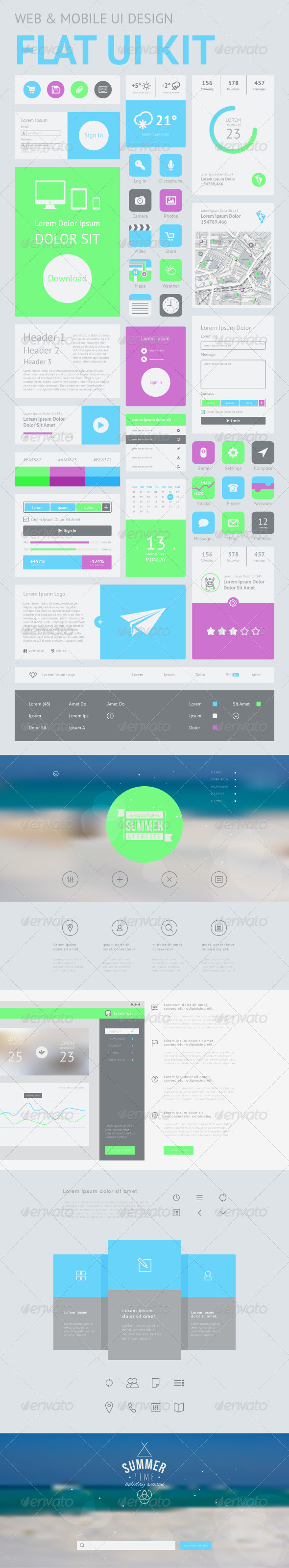 One Page Website Design Template - Web Elements Vectors