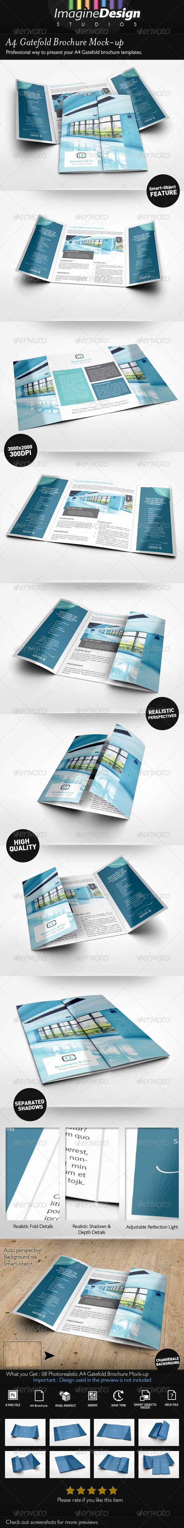 A4 Gatefold Brochure Mockup - Brochures Print