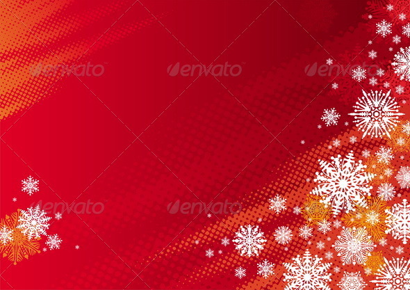 Red Holidays Vector Background With Snowflakes - Seasons/Holidays Conceptual