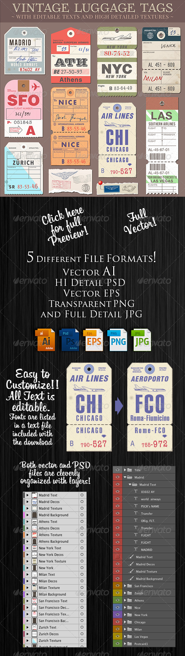 Customizable Luggage Tags by Fourleaflover | GraphicRiver