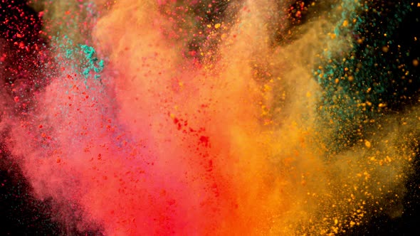 Super Slow Motion Shot of Color Powder Explosion Isolated on Black Background at 1000Fps alt