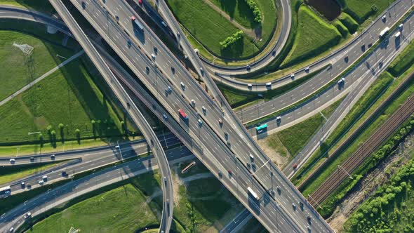 Lot of Cars on Modern Road Junction