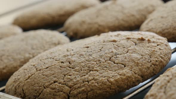 Tasty cracked  cookie surface slow  pan 4K 2160p 30fps UltraHD   footage - Tasty looking  homemade b alt