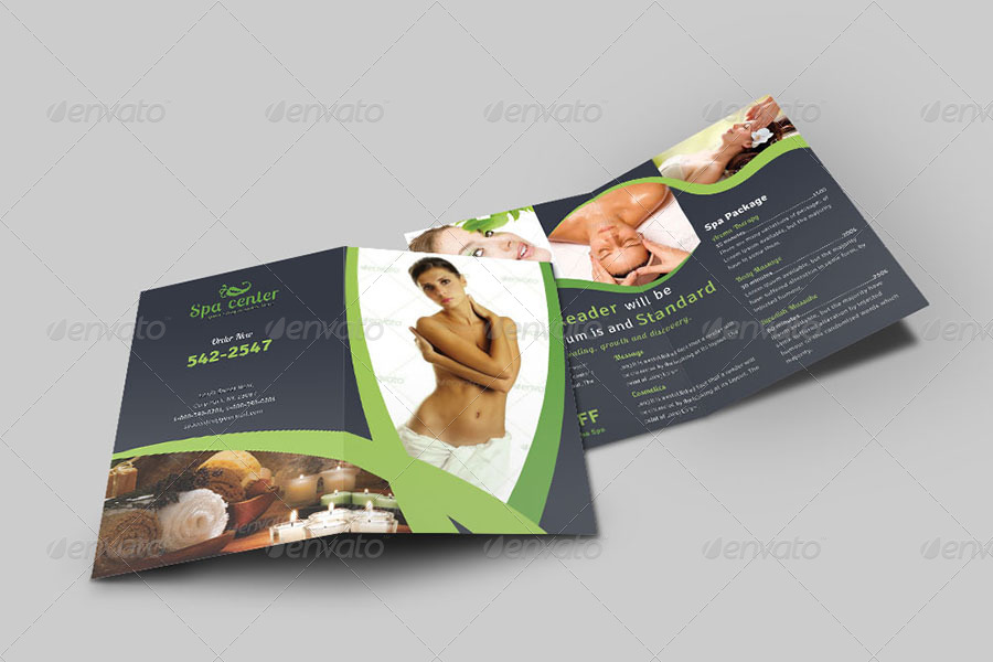 Spa & Beauty Saloon Bi-Fold Brochure Bundle | v2, Print Templates ...