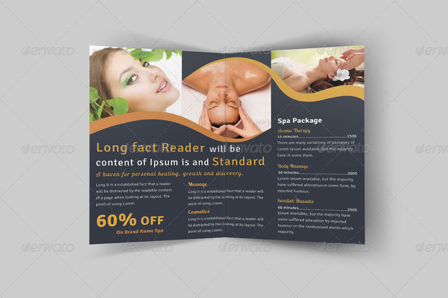 Spa & Beauty Saloon Bi-Fold Brochure Bundle | v2, Print Templates ...