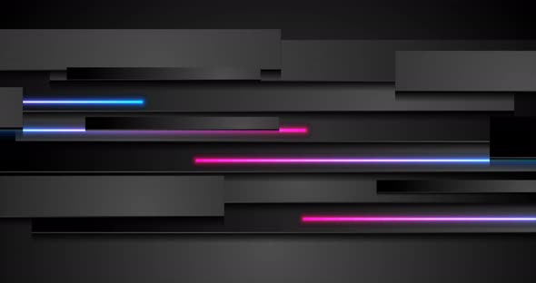 Abstract Black Stripes With Neon Glowing Light