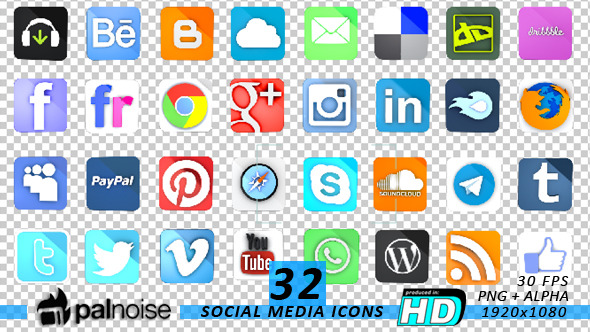3D Social Media & Internet Icons (32-Pack) alt