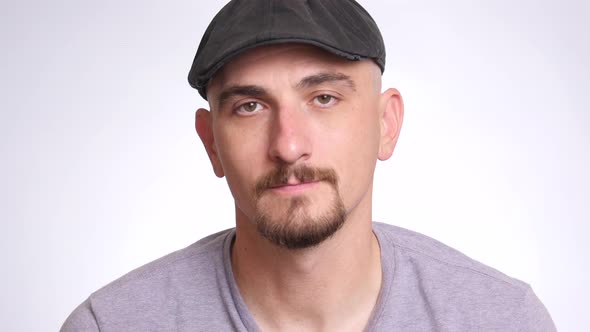 Closeup portrait of man on white background
