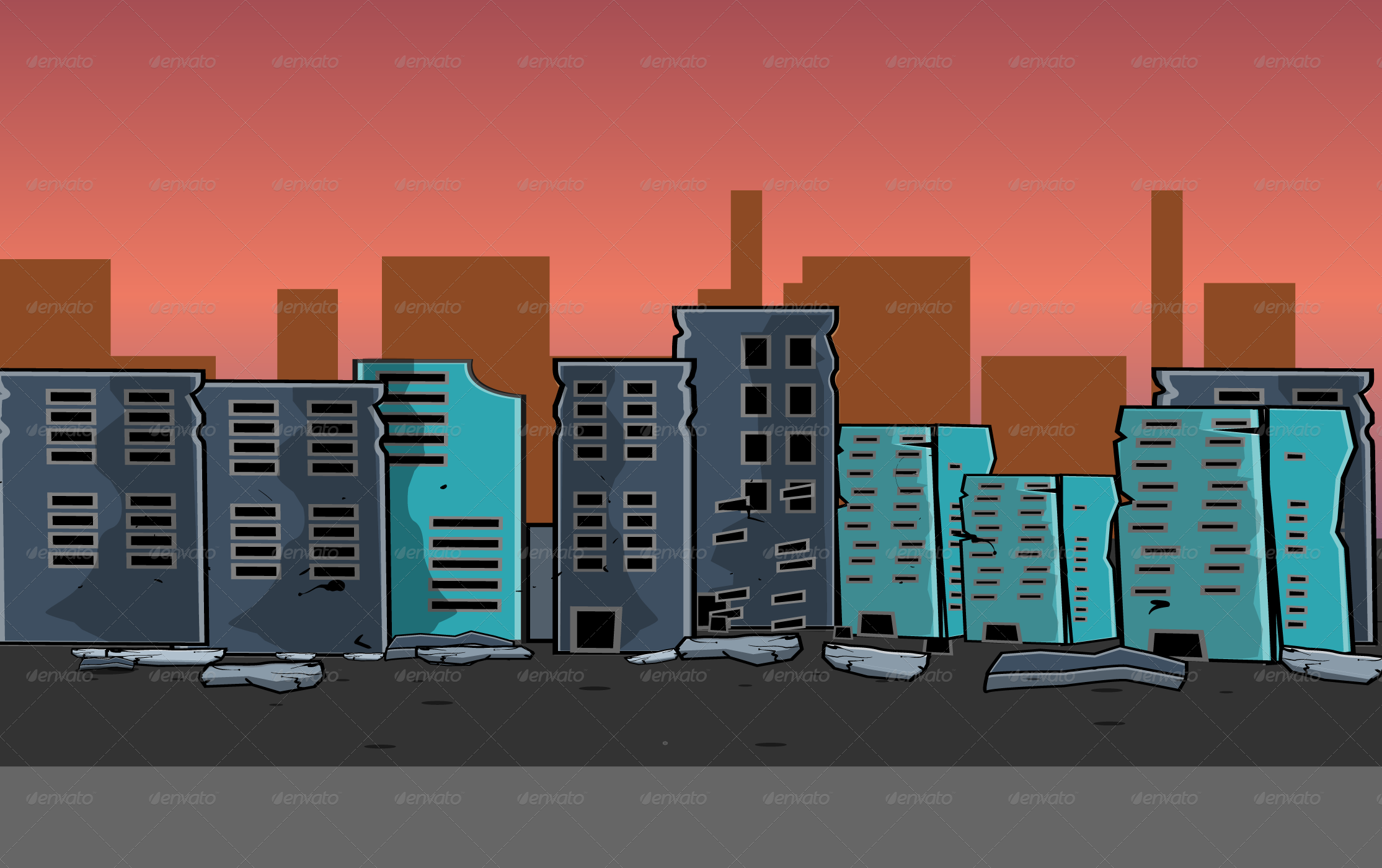 Разрушенный город вектор