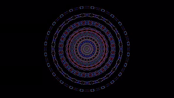 animated round shape of multicolor flashing lights, on a black background