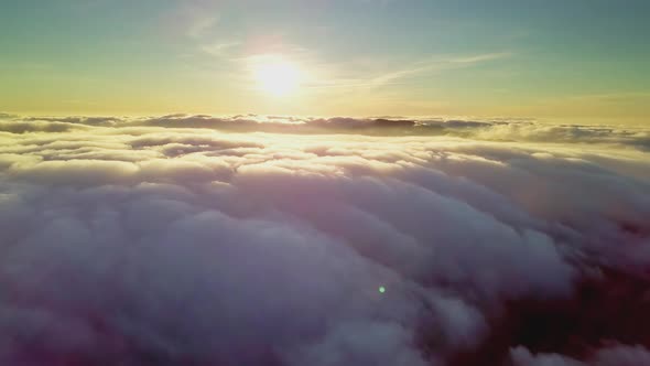 Drone Flies in the Clouds