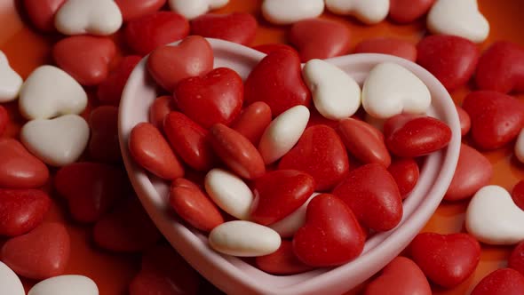 Rotating stock footage shot of Valentines decorations and candies - VALENTINES 0073 alt