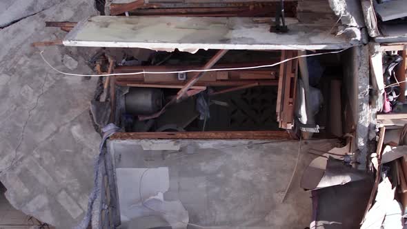 Vertical Video of a Wartorn House in Borodyanka Ukraine alt