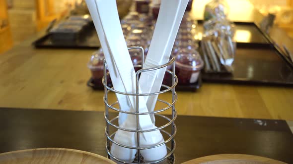 Closeup of Bakery Store Shop with Freshly Baked Breads on Shelf alt