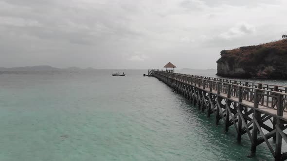 Aerial Shot On A Bridge At Sea On Flores Island Indonesia 