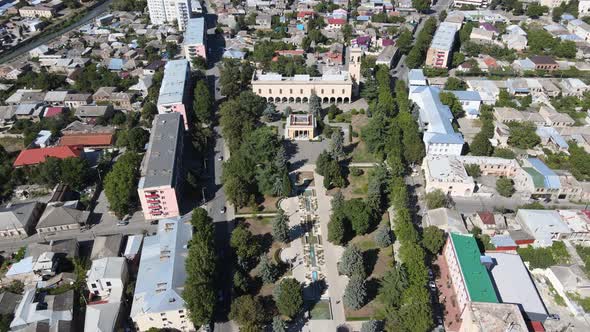Aerial view of Joseph Stalin Museum in city Gori. Stalin's Homeland