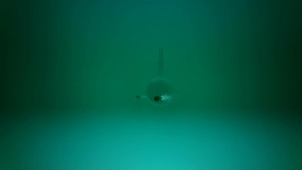 Submarine launching the underwater rocket. Naval army undersea batlleship. HD alt