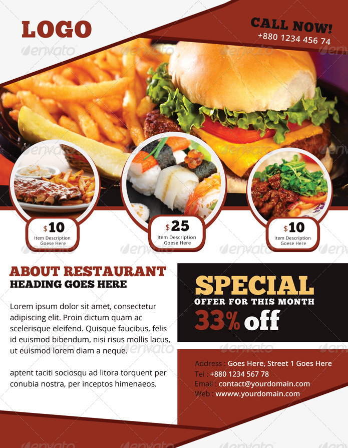 Restaurant Business Flyer, Print Templates | GraphicRiver