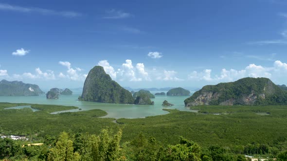 Panning Shot of Phang Nga National Park From View Point. Thailand, Phang Nga Province. , FHD alt