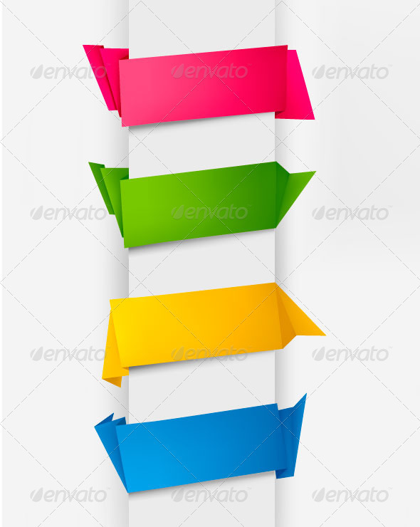 Set of Colorful Origami Paper Banners. - Business Conceptual