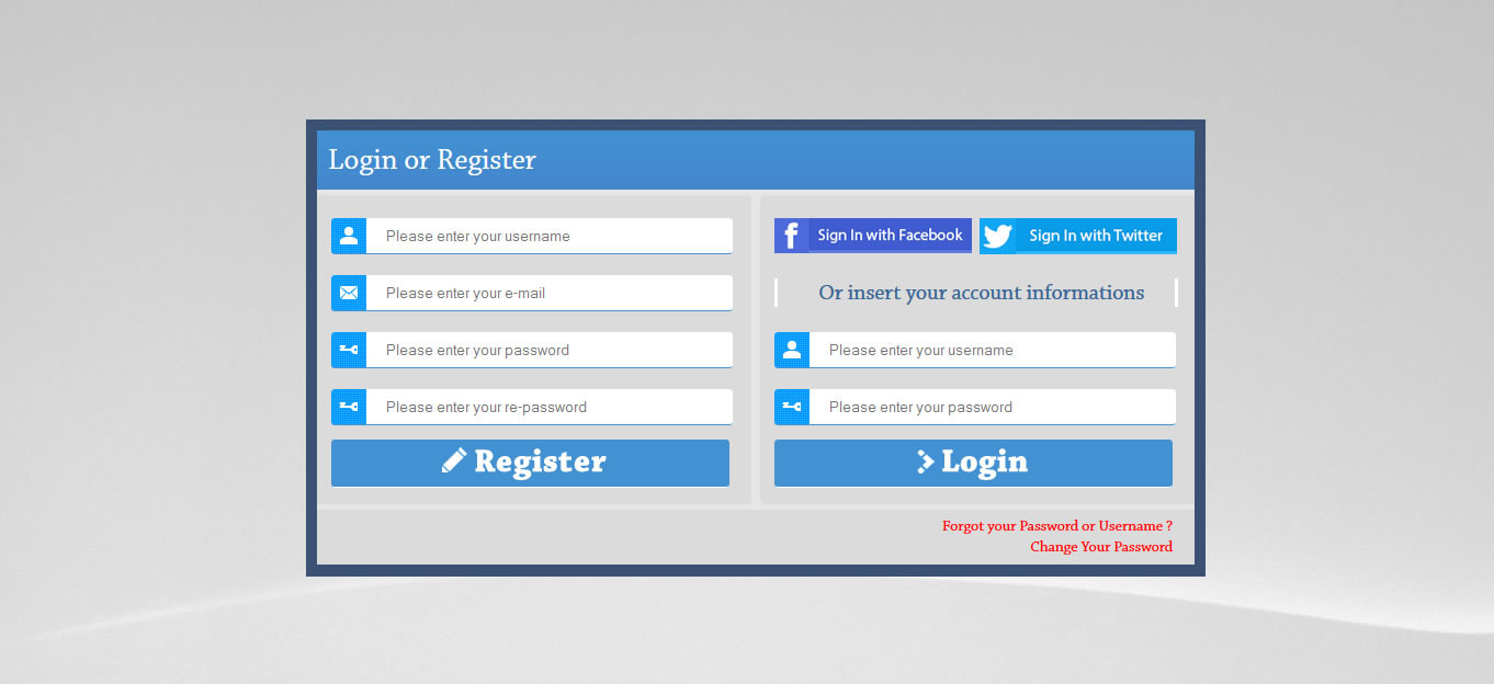 php ajax login register form with social network by caglarartar free php login template